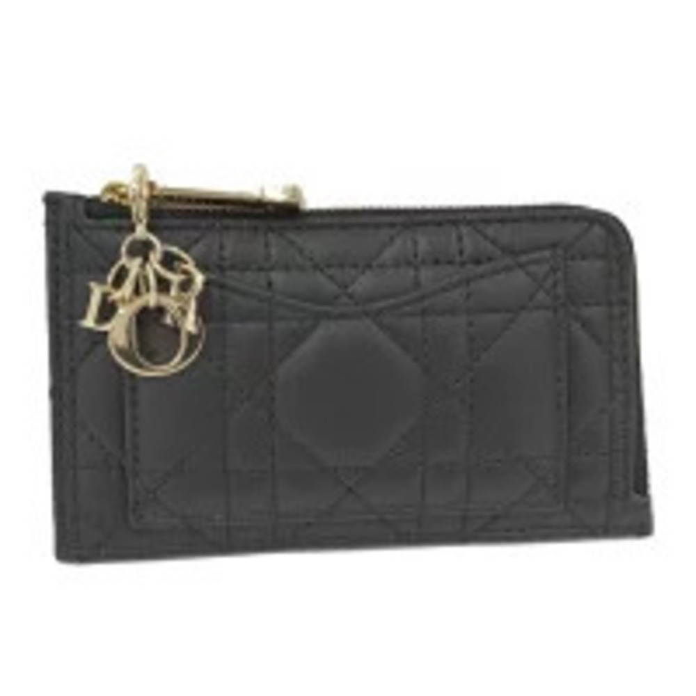 Christian Dior Lady Compact Card Leather Black